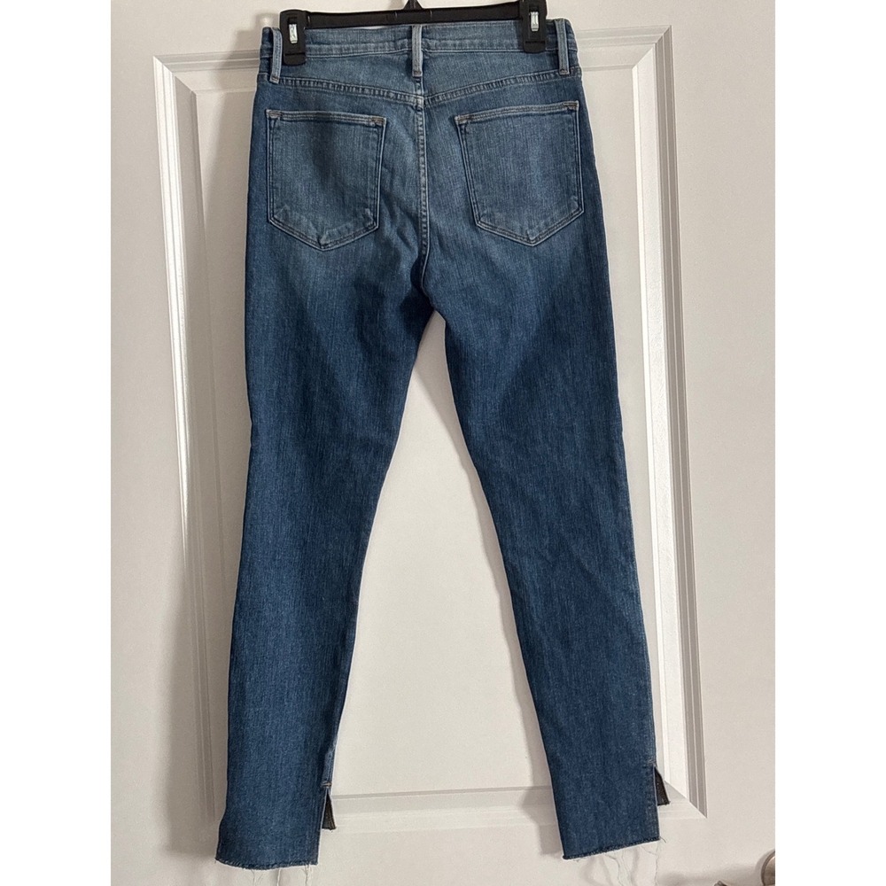 FRAME Denim Le High Skinny Jeans Medium Wash Raw Step Hem Size 29 - Picture 3 of 6